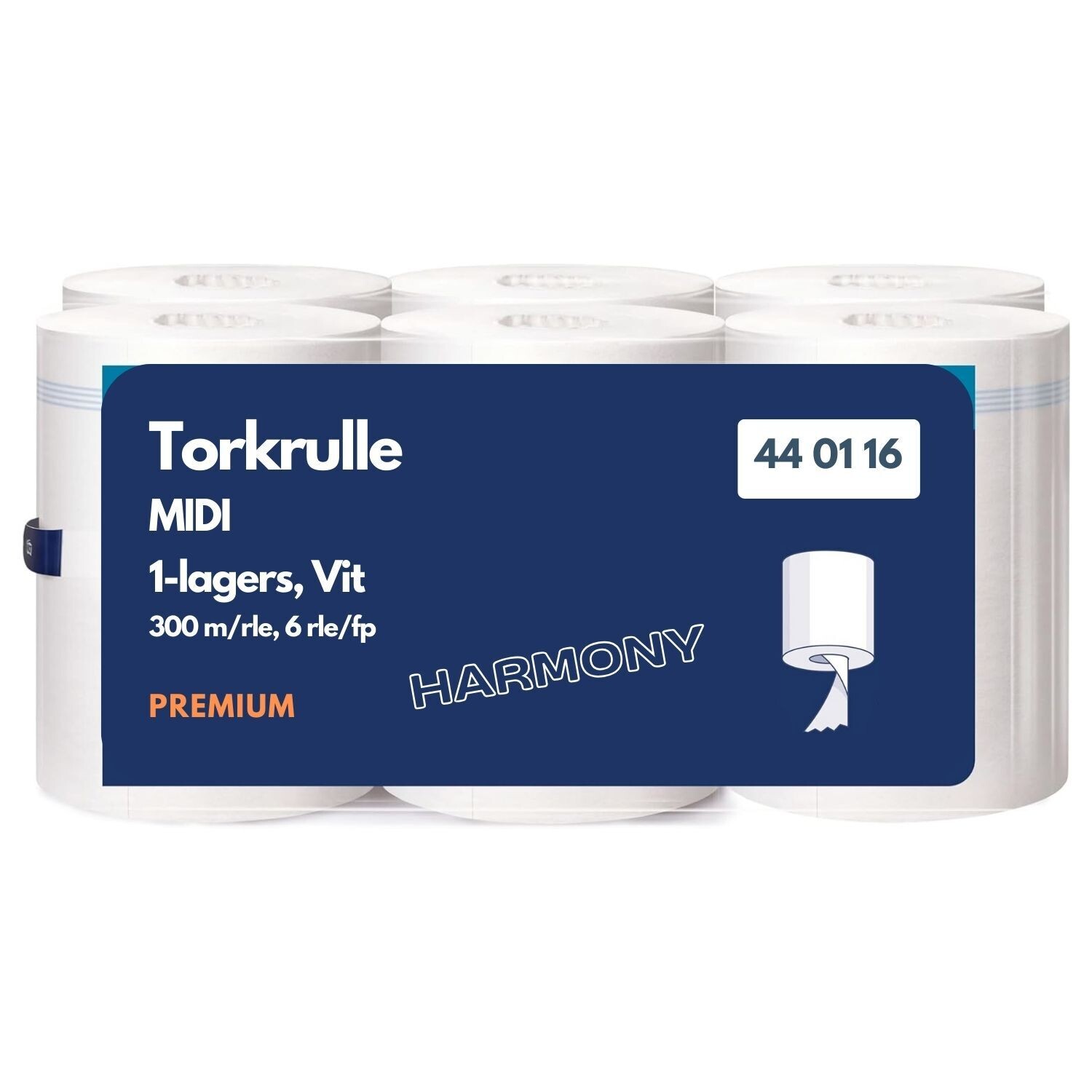 Torkrulle Midi 1-lag Vit, 300m/rle, 6rle/fp