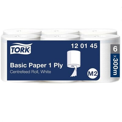 Tork Universal 310 Centrummatad M2 Vit, 1-lags, 6r/fp, 300m/rulle