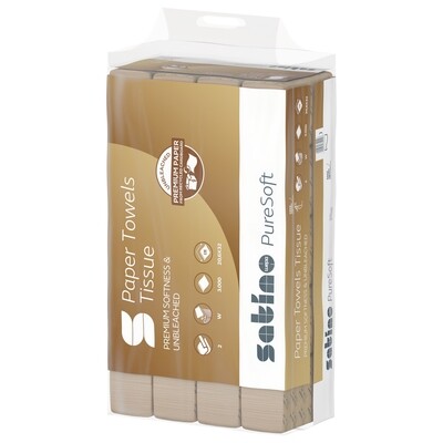 Satino PT2 Handdukspapper PureSoft W-Fold 2-lag 20,6x32cm, 3000st/krt