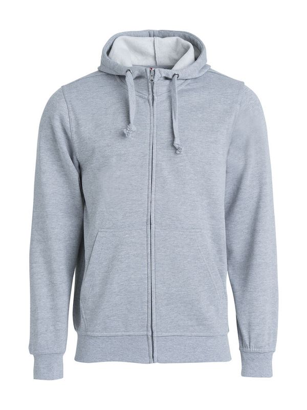 Basic Hoody Full Zip, GRÅMELERAD
