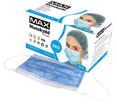 MAX Munskydd 3-lager IIR Blå 50-pack
