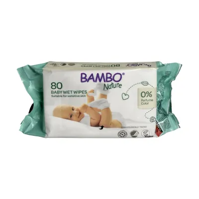 Våtservett Bambo oparfym 15x20cm, 80-pack