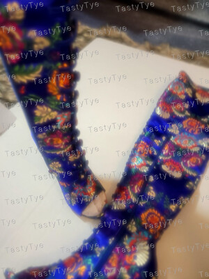 BLUE SATIN ZING high boots