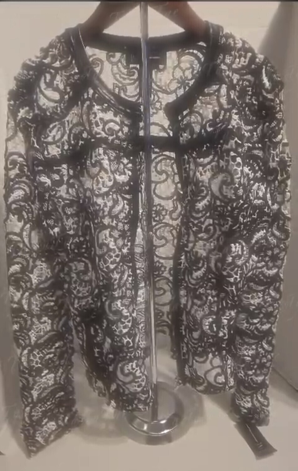 BLACK, WHITE EMBROIDERED LACE Jacket