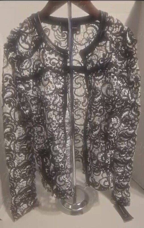 BLACK, WHITE EMBROIDERED LACE Jacket