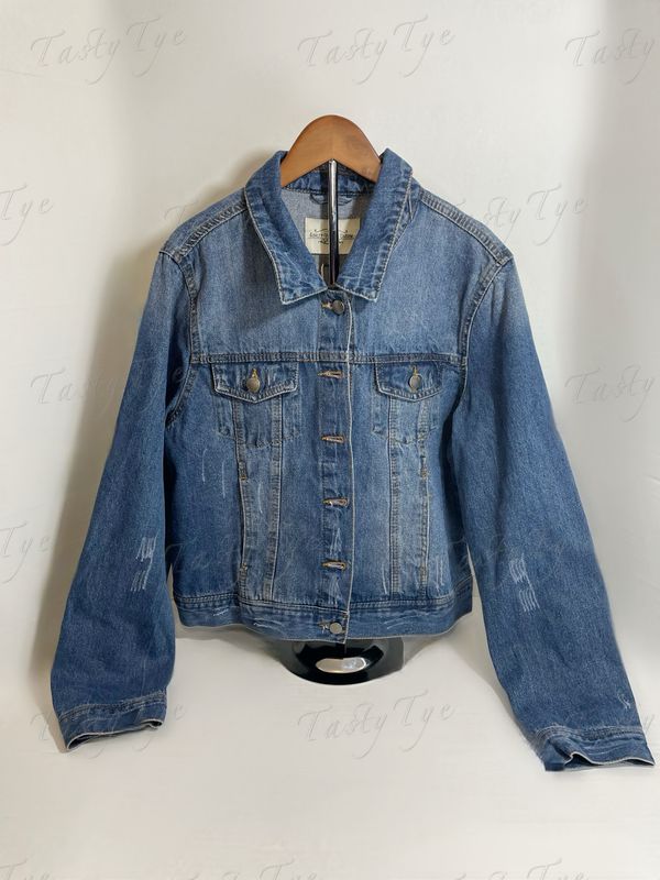EDGEFADE Distressed Denim Jean Jacket Size M