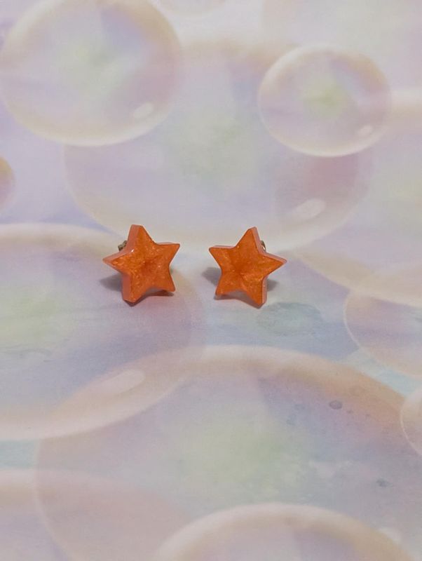 Orange Star Earrings