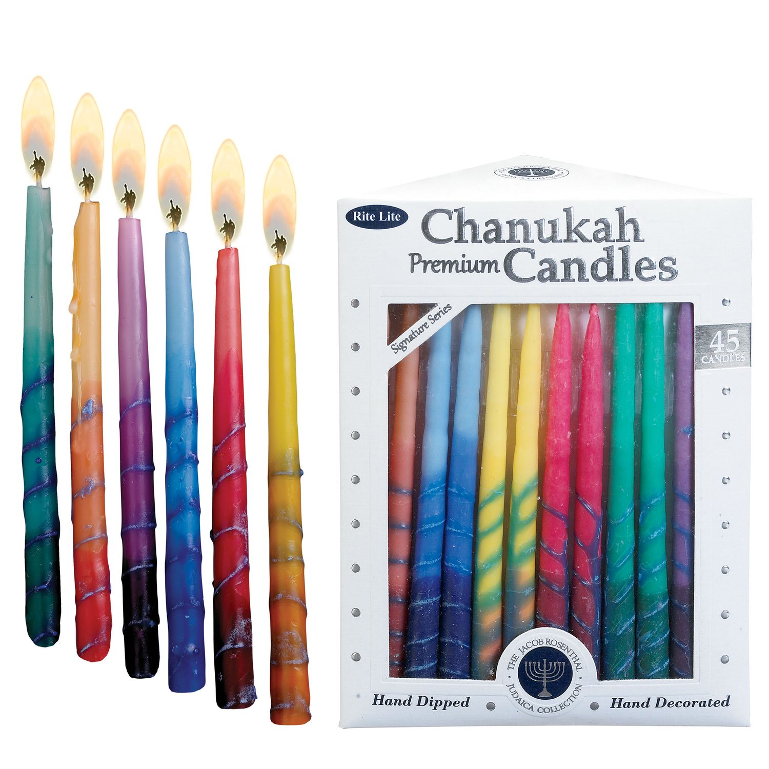 Premium Hand Decorated Chanukah Candles - Multicolor