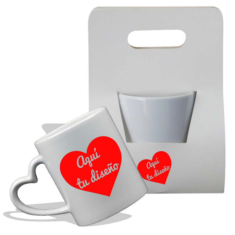 Taza 325 ml Mango Corazón PERSONALIZADA (Caja Opcional)