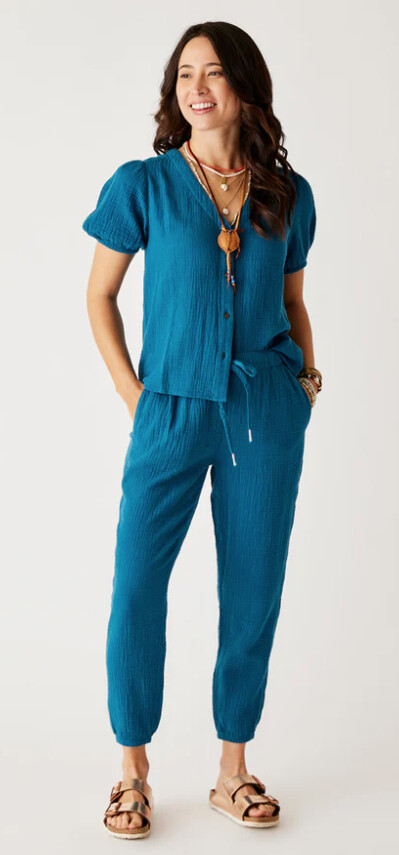 Calista Gauze Pant, Vendor SKU: PTDG01, Color: Azul, Size: S