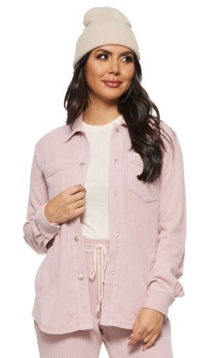 RILEY THERMAL KNIT SHIRT JACKET, Size: L, Colour: dusty mauve, Season: holiday 2023