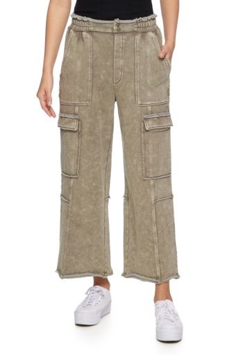 DOLLY VINTAGE WASHED KNIT CARGO PANT, Size: S, Colour: olive, Season: fall 2024