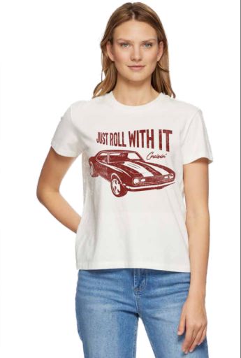 JUST ROLL WITH IT SS TEE, Size: M, Colour: white, Season: fall 2024