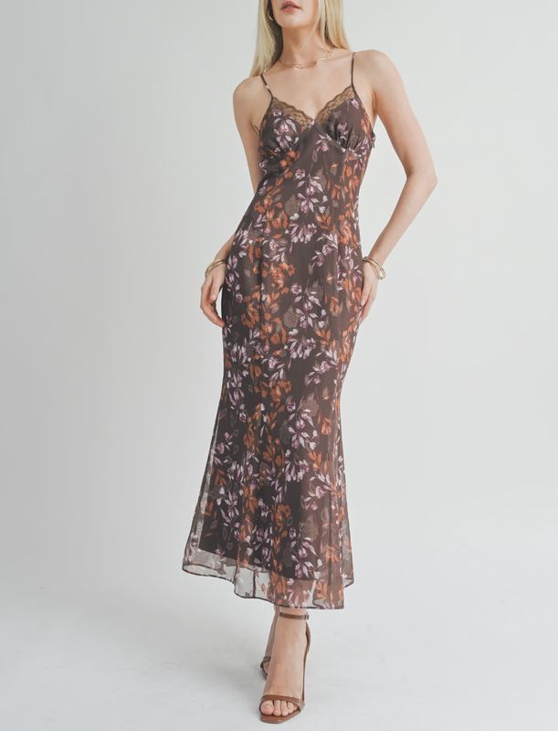 Celebrate Maxi dress, Vendor SKU: LG3321, Color: Brown multi, Size: XS