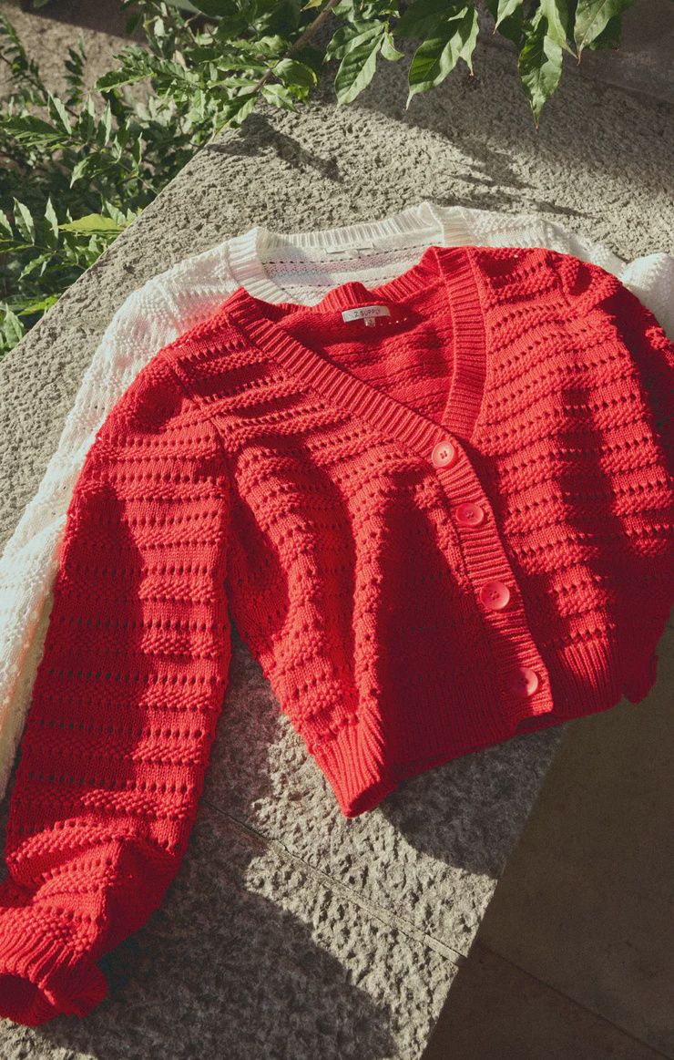 S25 ROMANCE CARDIGAN, Vendor SKU: ZW251194, Color: CHERRY, Size: XS