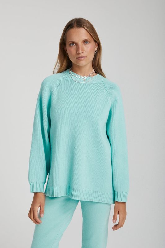 OVERSIZED KNIT SWEATER - AQUA