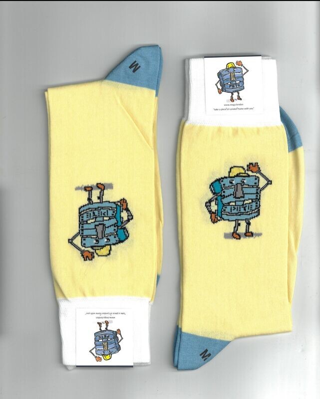 Pete Pallet Cotton Reading Socks - Yellow (Twin Pack)