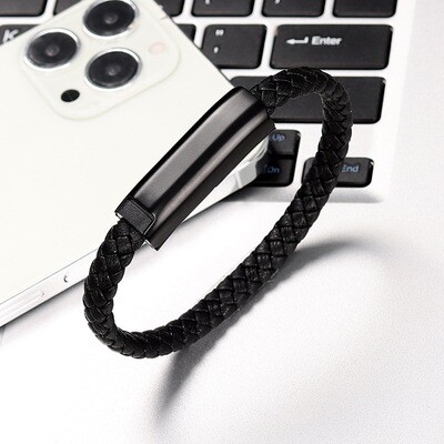 Fast Charging Data Cable Type-C Bracelet Alloy Leather Bracelet Wristband