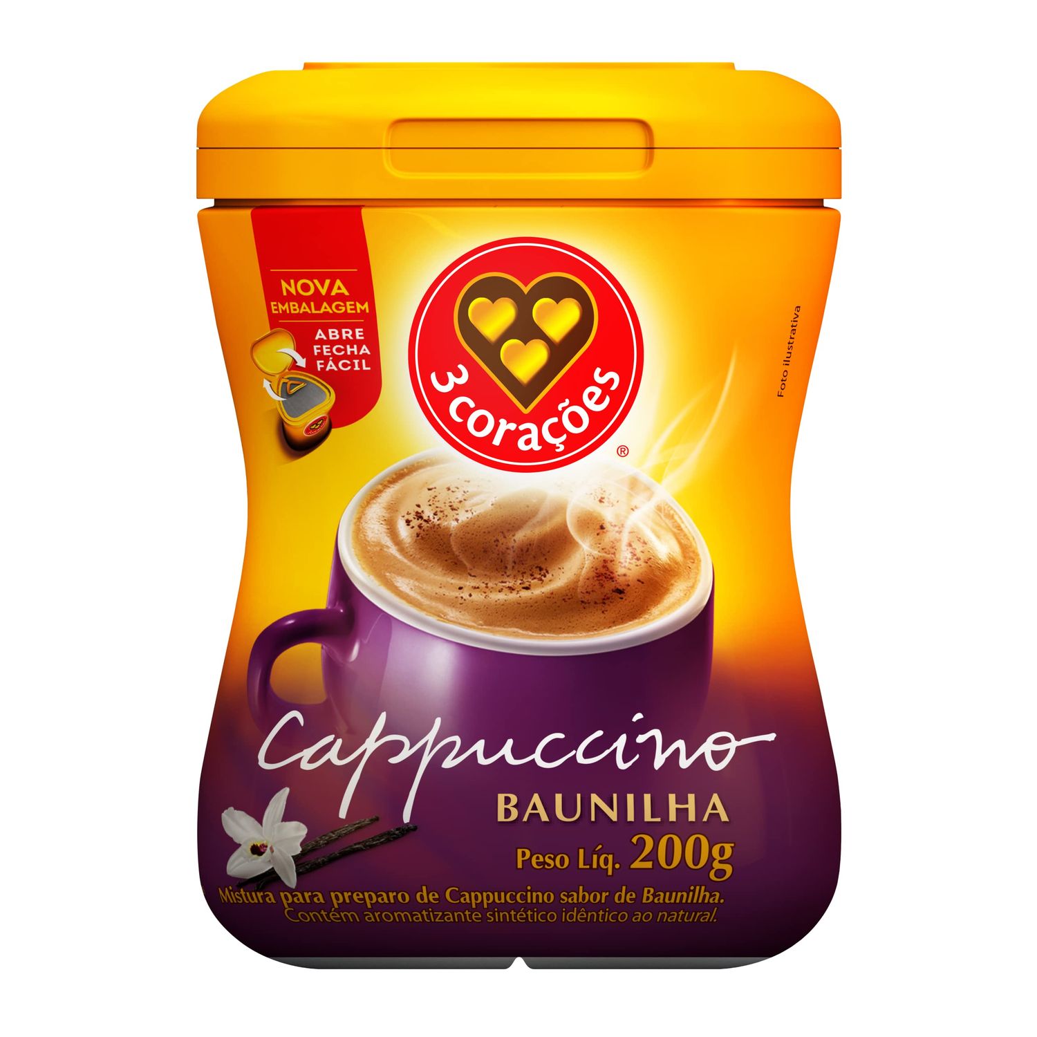 3 Coracoes Cappuccino Baunilha - 200g