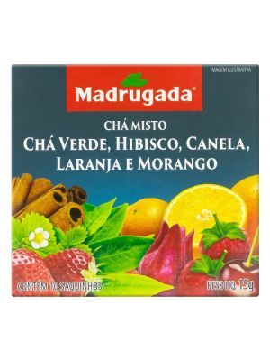 Madrugada Cha Verde com Hibisco, Canela, Laranja, e Morango- 15g