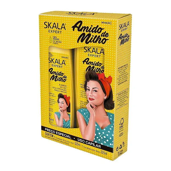 Skala Kit Shampoo e Condicionador Amido de Milho - 650ml