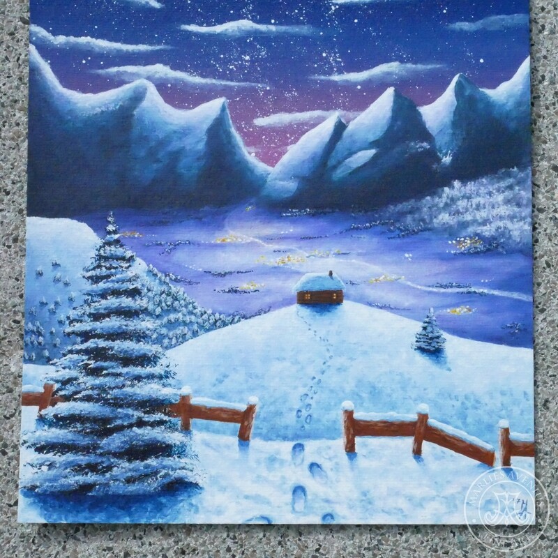 Acrylic Painting "Santa's Footprints", 30x40 cm | Original