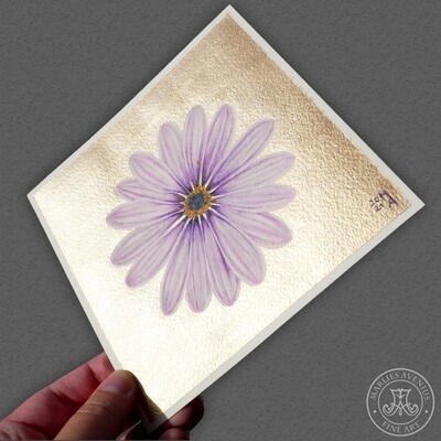 Aquarell „Kapkörbchen“ mit Metallic-Hintergrund 16x16 cm | Original