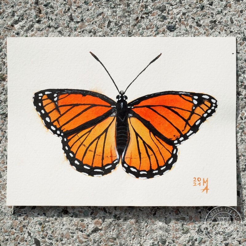 Watercolour painting „Monarch“, 11x15 cm | Original