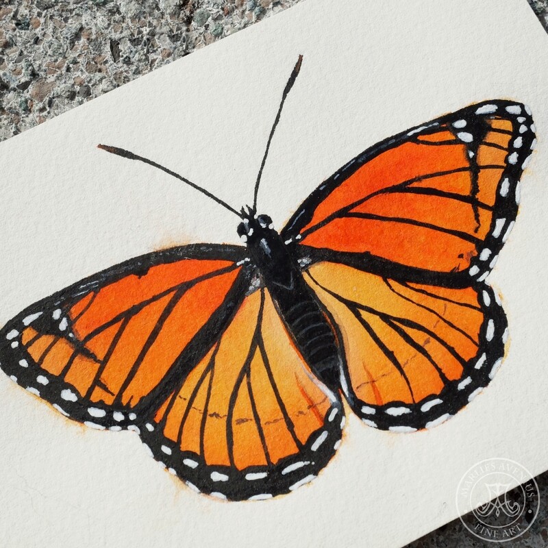 Watercolour painting „Monarch“, 11x15 cm | Original