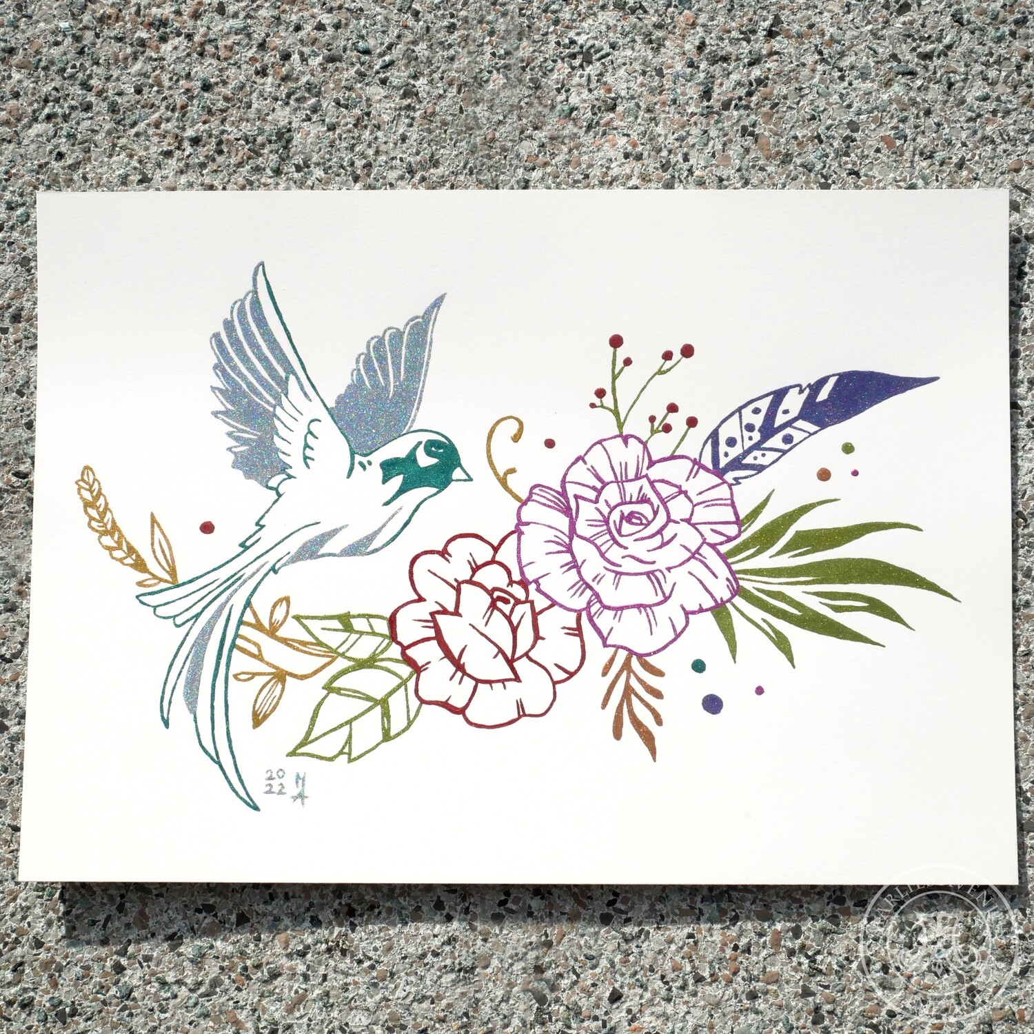 Aquarell „Holo-Vogel“, 21 x 29,7 cm (DIN A4) | Original