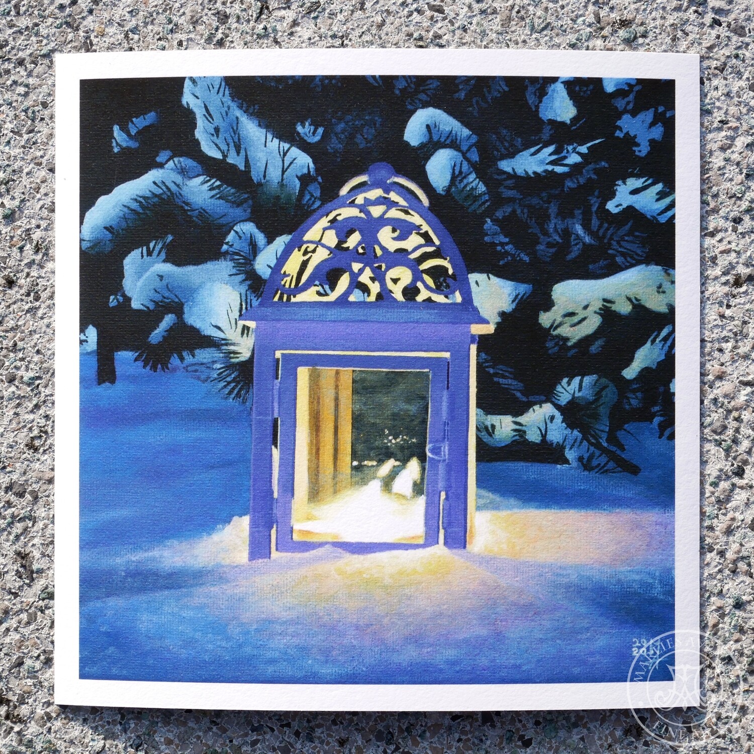 Giclée Print „Laterne im Schnee“, 20x20 cm
