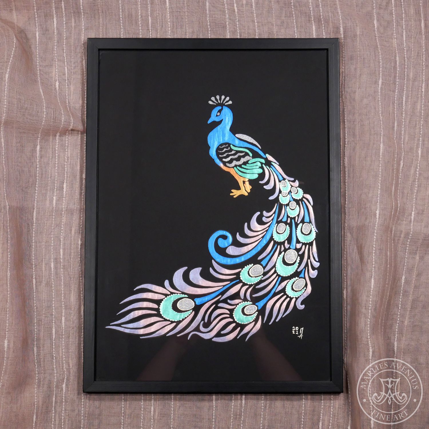 Aquarell „Pfau“, 29,7 x 42 cm (DIN A3) | Original