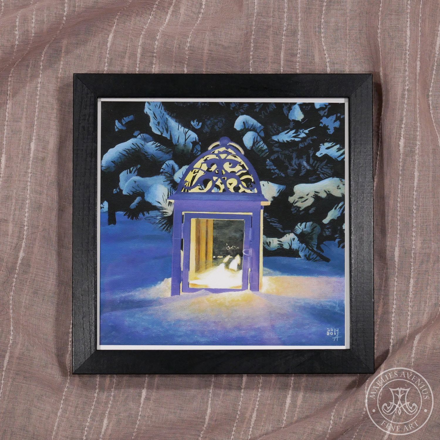 Giclée Print „Laterne im Schnee“, 20x20 cm