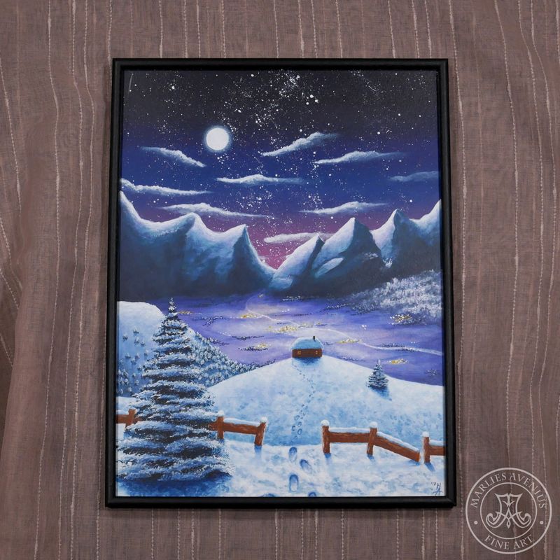 Acrylic Painting "Santa's Footprints", 30x40 cm | Original