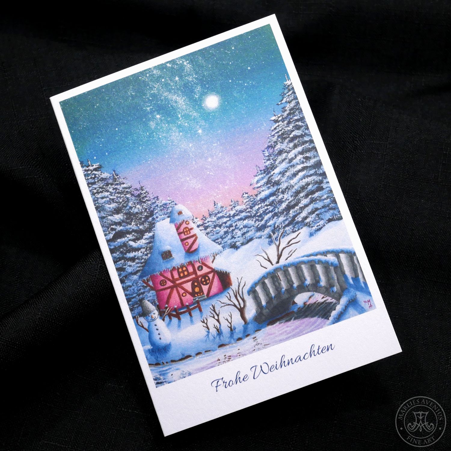 „Frohe Weihnachten“ – Klappkarte auf schimmerndem Perlmuttpapier