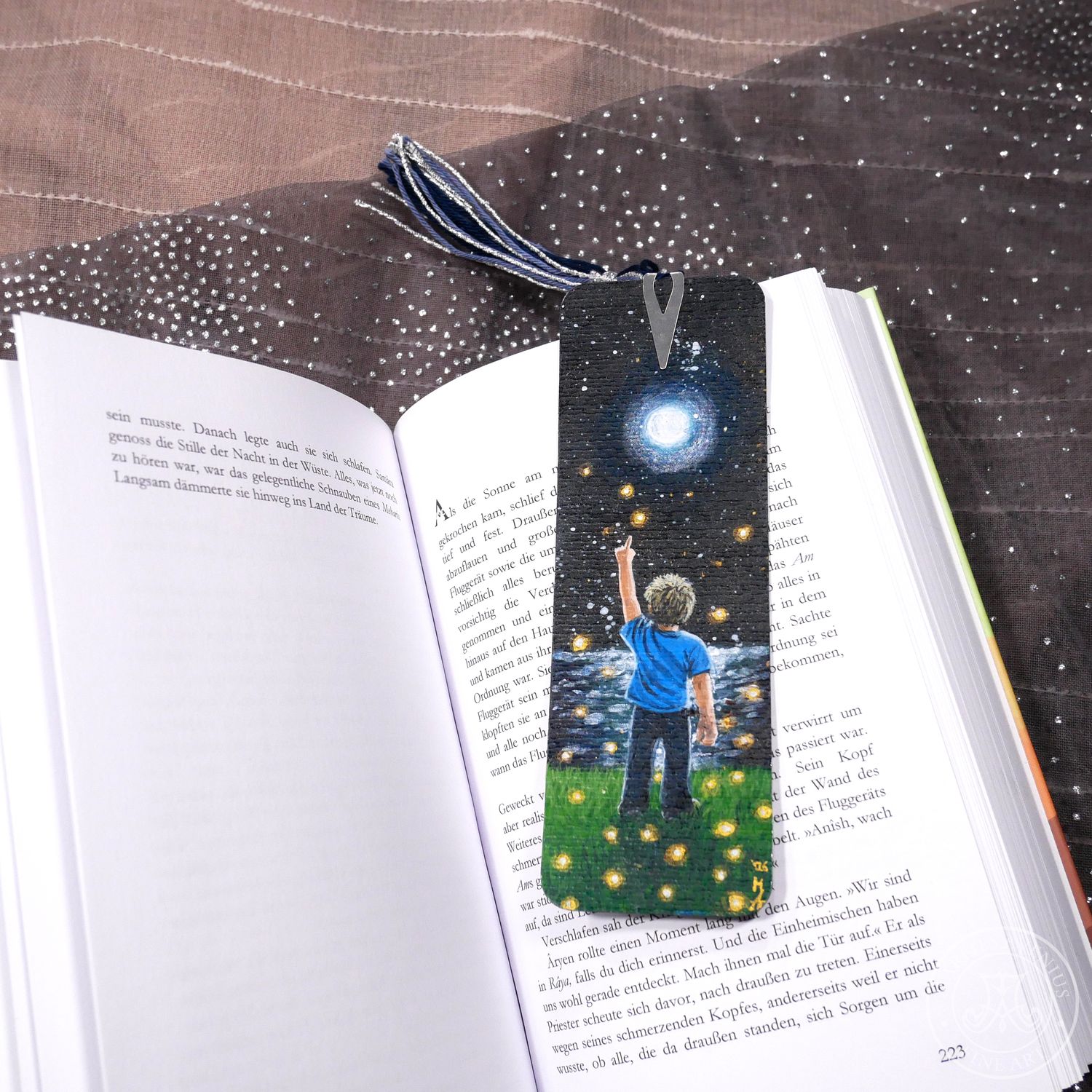 Hand-painted bookmark | Lesezeichen "Call of the Night"