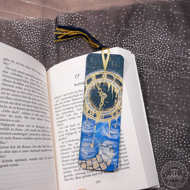 Hand-painted bookmark | Lesezeichen "Track of Time"