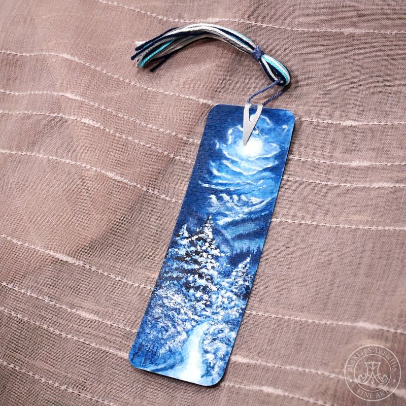 Hand-painted bookmark | Lesezeichen "Moonlight"