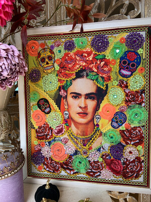 “Frida Kahlo”, 60x50 cm, fabric collage on plywood