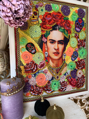 “Frida Kahlo”, 60x50 cm, fabric collage on plywood