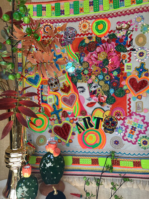 “Frida Kahlo”, 105x78 cm, fabric collage