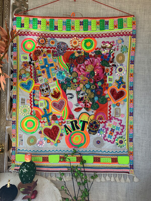 “Frida Kahlo”, 105x78 cm, fabric collage