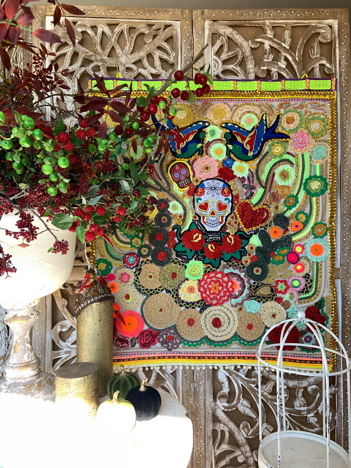 “La fiesta mexicana”, 95x80 cm, fabric collage