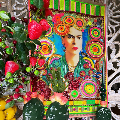 “Frida Kahlo, a vivid dream”, 95x65 cm, fabric collage
