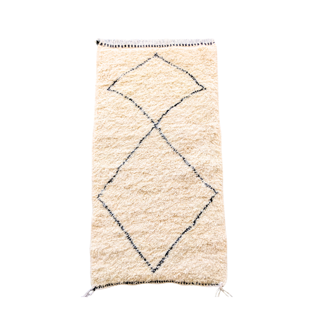 王道のモロッコ キリムベニワレンプフ-No9　ベーシック黒ダイヤ柄 王道のモロッコ キリムベニワレンプフ-No9 ベーシック黒ダイヤ柄