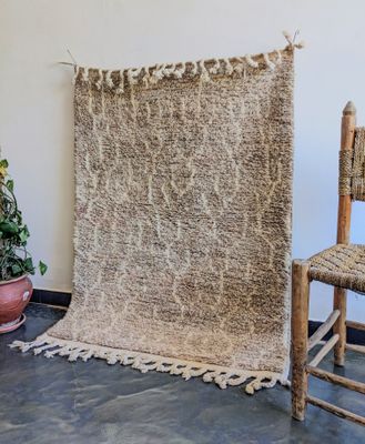 【新品/一点物】モロッコのベルベルラグ 101×60　No. 4 モロッコ 本物のベニワレンラグ 101×140-ピンク-モロッコ直輸入