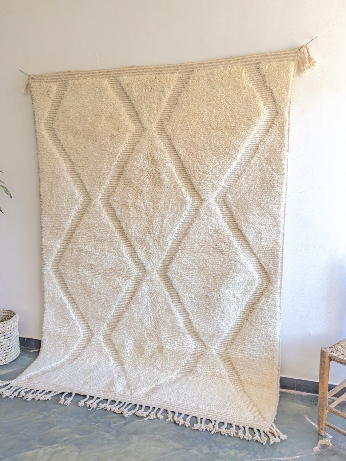 モロッコ 本物のホワイトベニワレン-No.14(167×237cm) モロッコ 本物のホワイトベニワレン-No.14(167×237cm)