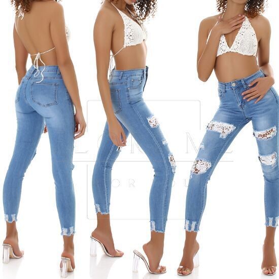 Sexy  High Waist Jeans mit Stickerei