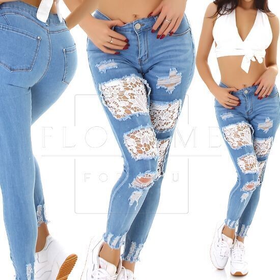 Sexy High Waist  Jeans  mit Strickerei