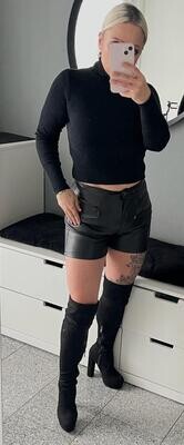 Sexy High Waist Shorts Lederimitat